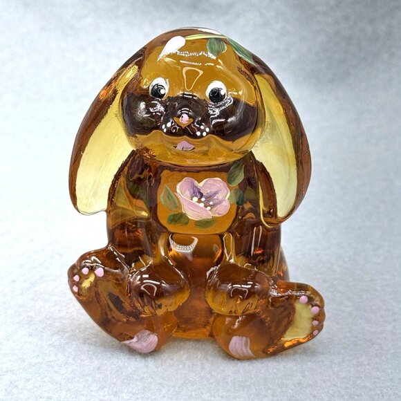 Fenton Other - Lenox Fenton Art Glass Floppy Ear Rabbit Amber Art Glass Figure Sheela Miller